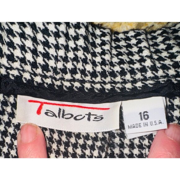 Vintage Talbots Womens Houndstooth Wool Midi Pleated Skirt Size 16 Preppy School - Picture 5 of 8